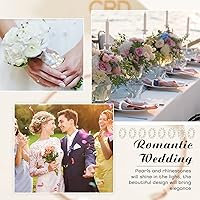 Vista 6 de 50 servilleteros de perlas – plata elástica estirada con diamantes de imitación de serviette hebilla de resorte con cuentas para fiesta de Acción