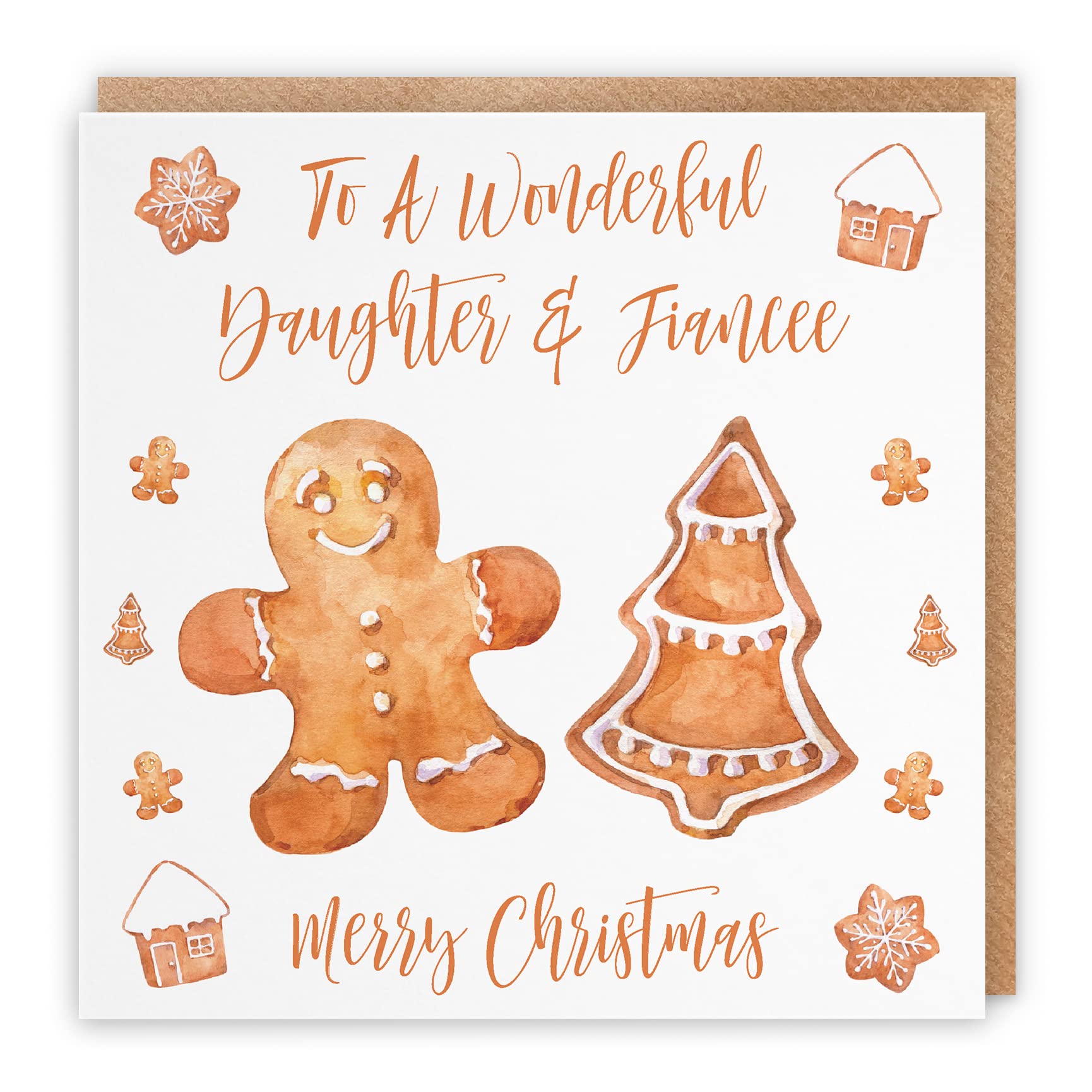 Hunts England - Daughter And Fiancee Christmas Card - To A Wonderful Daughter & Fiancee - Merry Christmas - Gingerbread Collection