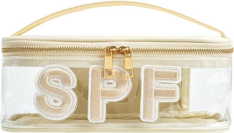 Necessaire transparente RSRSLEII com zíper e alças 02SPF Beige