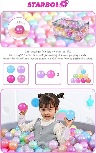Miniatura 8 de STARBOLO Pelotas de Piscina de Pelotas para Niños Pequeños Paquete de 100 200 500 - Sin BPA y Ftalatos No Tóxicas A Prueba de Aplastamiento Pelotas