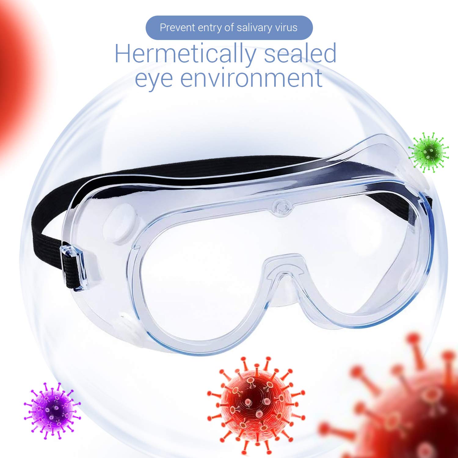 Lunettes de sécurité – Taille unique – Compatible avec les lunettes – Normes industrielles – Design unique de ventilation – Verres renforcés résistants et protecteurs – Sangle élastique réglable