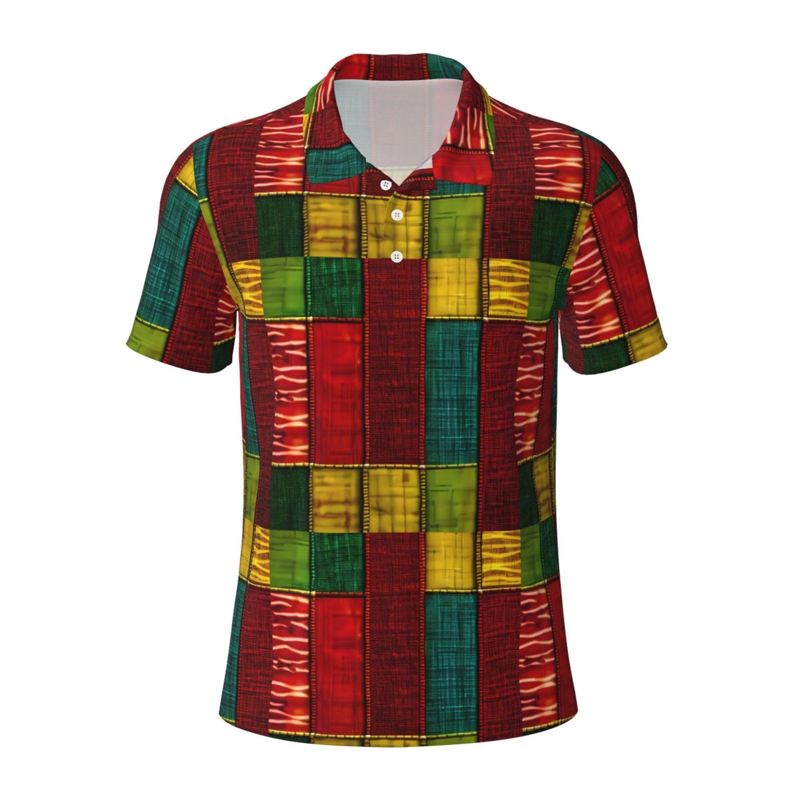 Polo respirant style africain imprimé chic finitions patchwork de haute qualité - 8