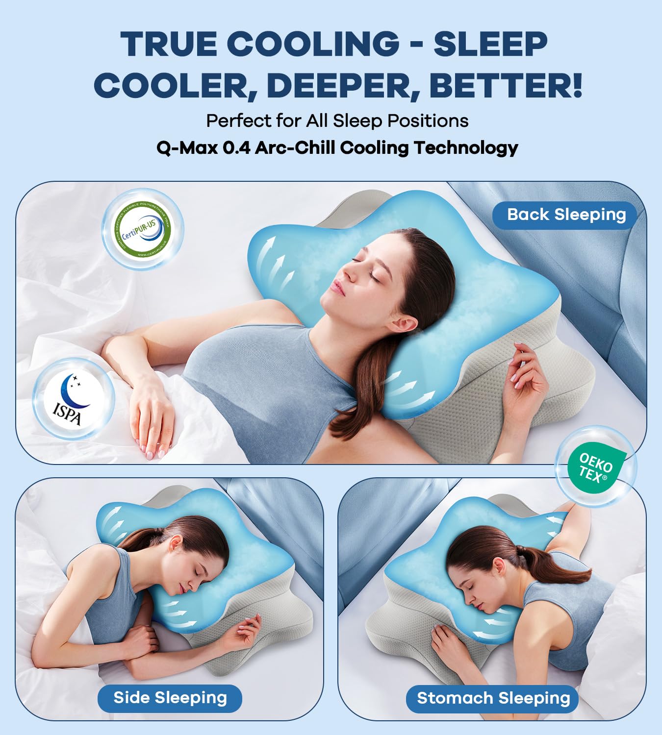 Queen Ergonomic Memory Foam Contour Cervical Neck Pillow X8628