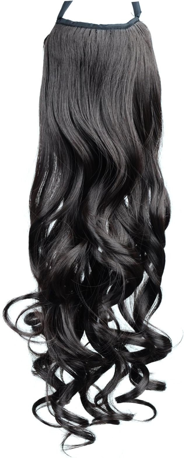 LOLI(TM)Long Wavy Curly Ponytail Pony Wig Hair Piece Extensions Black Brown