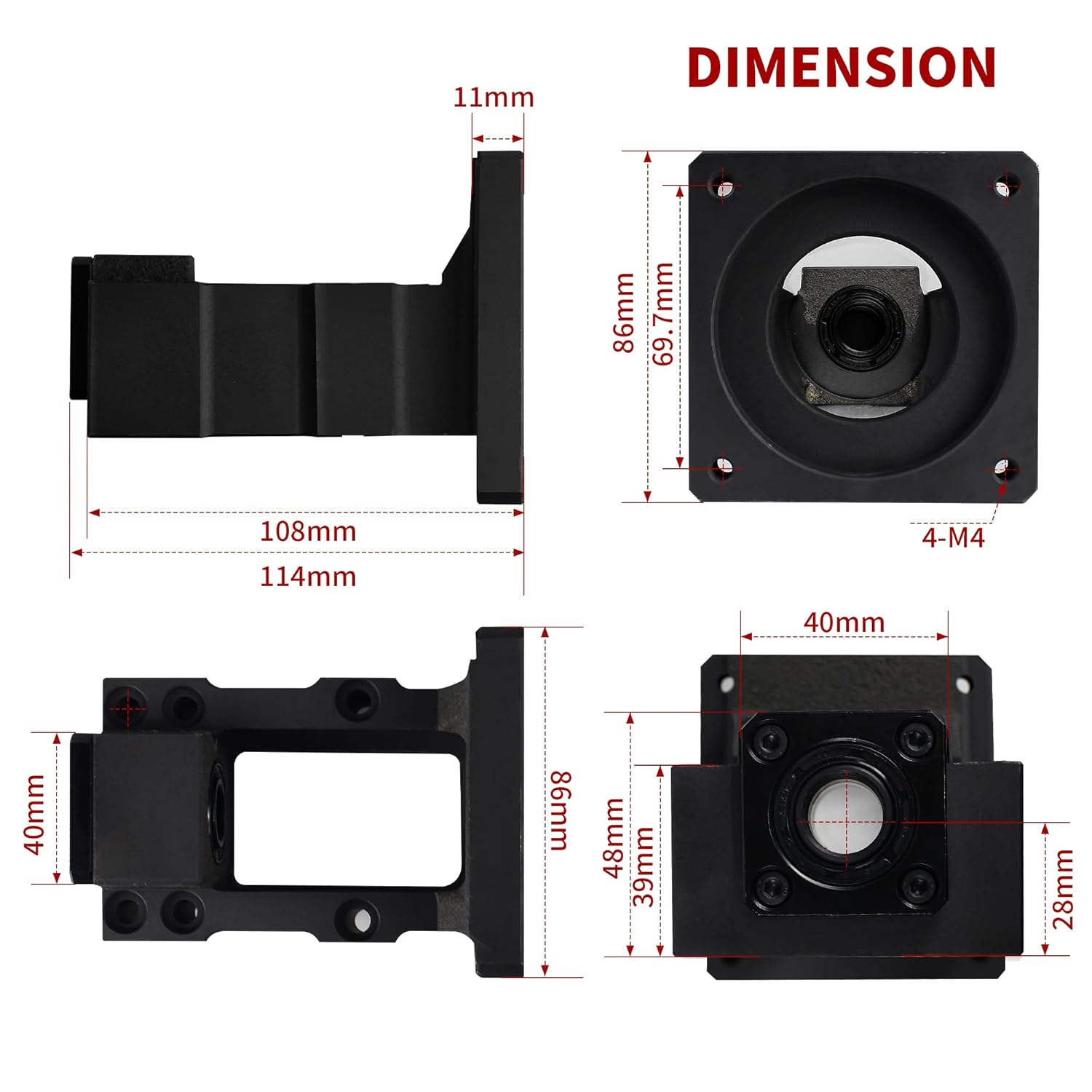 CNCTOPBAOS Nema34 Stepper Motor Steel Mounting Bracket,Integrated Motor with BK15 End Supports Bearing Mount Fixed Seat for 86mm Stepper Nema 34 and 20mm CNC Ballscrew SFU2005,SFU2010,SFU2020,SFU2040