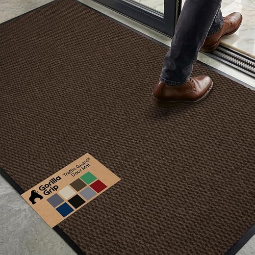 GORILLA GRIP Traffic Guard Door Mat, Indoor Outdoor Heavy Duty Doormat Rugs