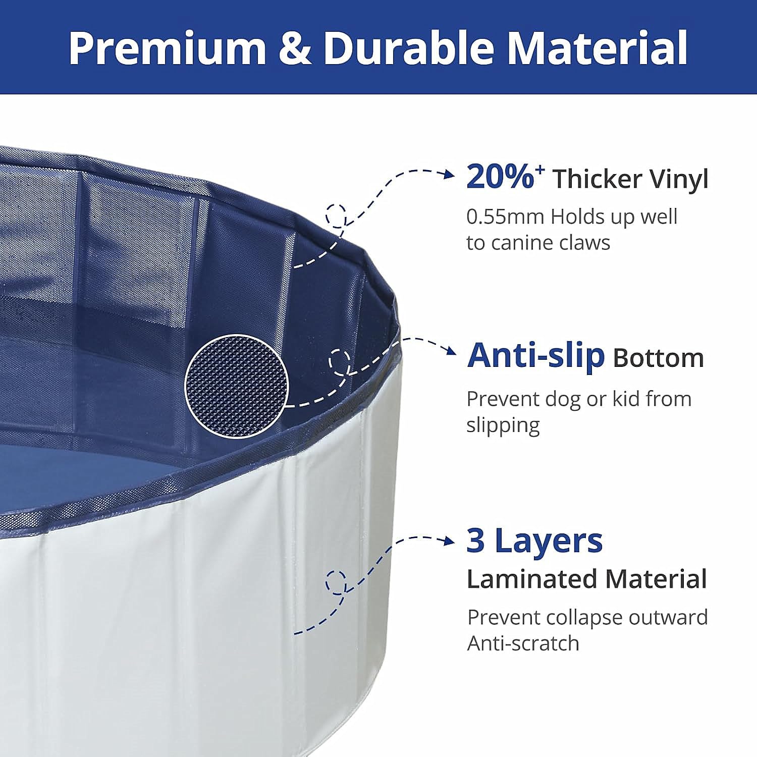 80 x 20 cm Pool für Hunde, faltbar, Pool für große und kleine Hunde, Pool für Tiere, Planschbecken für Hunde, faltbarer Pool aus PVC, Becken für Hunde (grau)