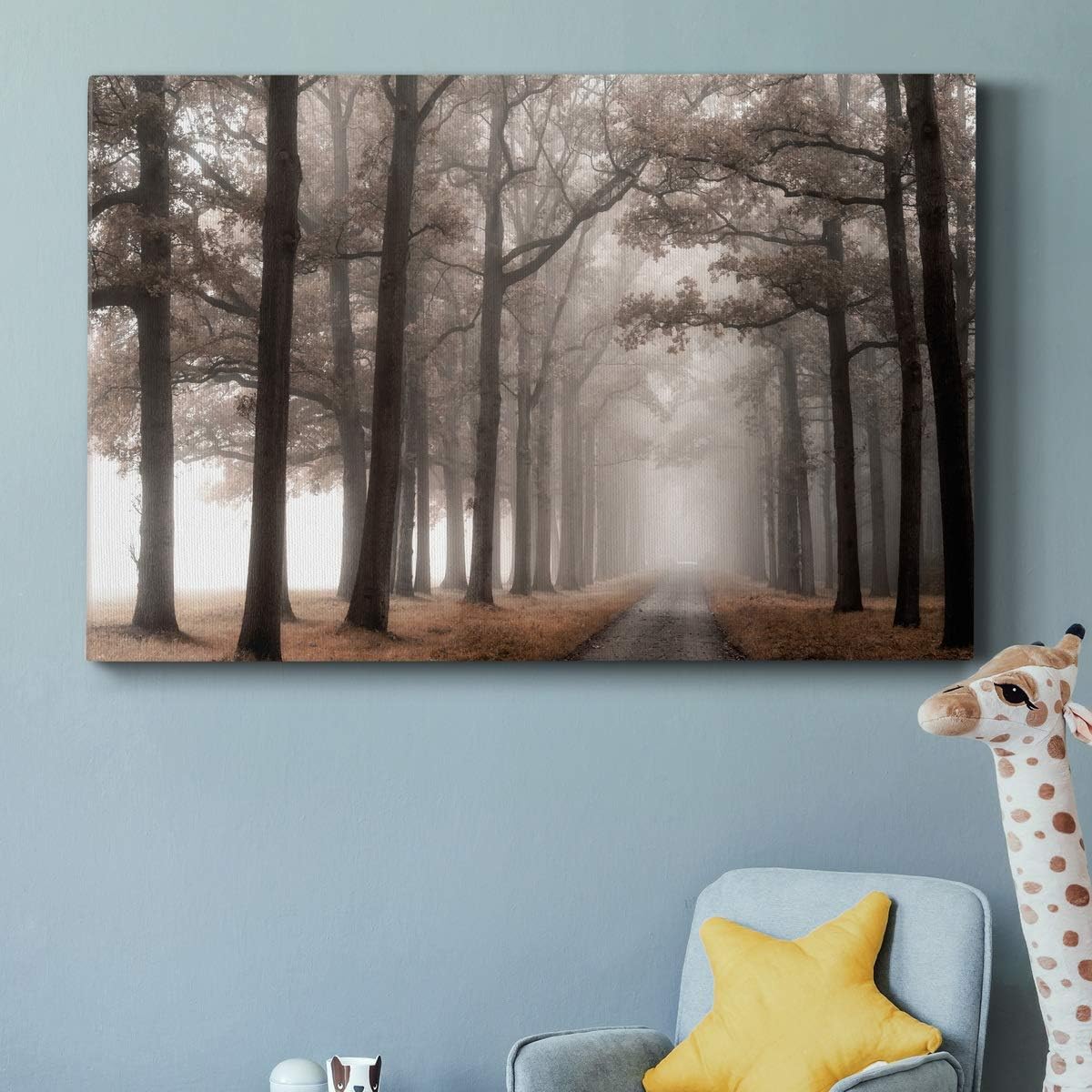 WEXFORD HOME Decor Landscape Canvas Wall Art Abstract Floral Painting Modern Pictures Artwork Decoration for Living Room Kitchen Bathroom Office, Ready to Hang, misty road, 24x36