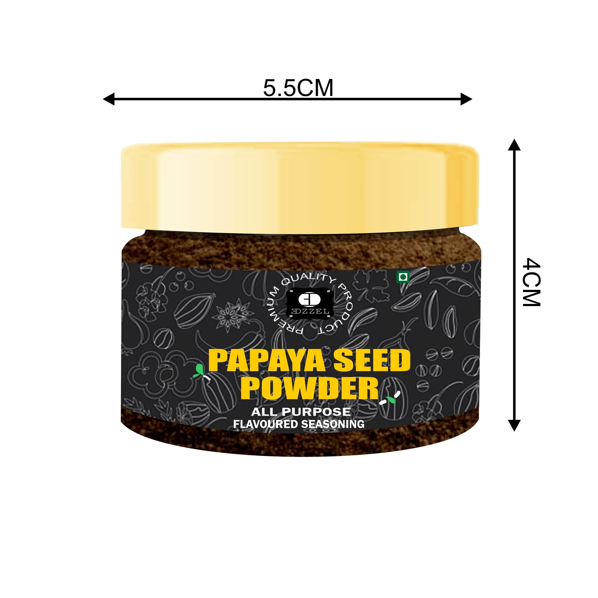EDZZEL Semi di papaya tostati secchi in polvere, condimento indiano, 15 g