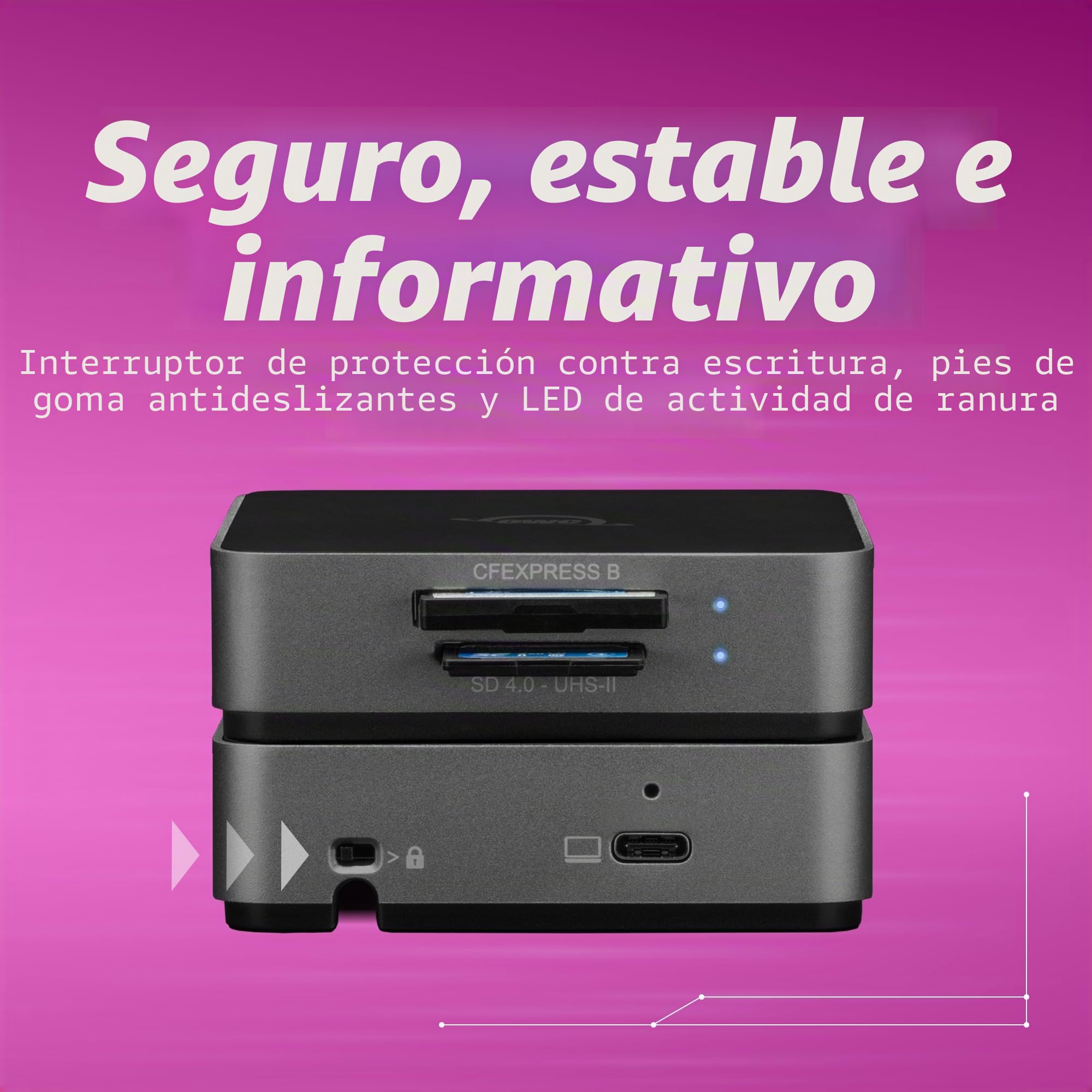 OWC Atlas Dual CFexpress + Lector de Tarjetas SD, USB-C Doble Ranura CFexpress Tipo B y SDXC UHS-II Lector de Tarjetas (OWCTCCFXBSDRDR)