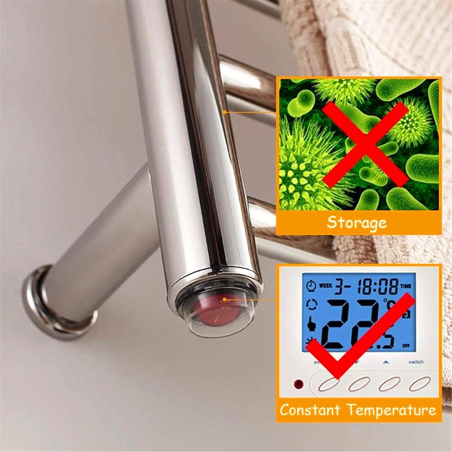 Wall Mounted Electric Towel Warmer,Electric Heated Laundry Drying Rack with Storage Shelf, Stainless Steel Suitable for Bathroom,Bath Towel Dryer, Plugin