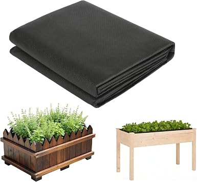 63 * 83 inch Raised Garden Bed Liner, Cuttable Non Woven Fabric Plant Liner, Non Woven Fabric Liner for Large Veg Trough, Replacement Felt Window Box Liners for Greenhouse Vegetable Gardening