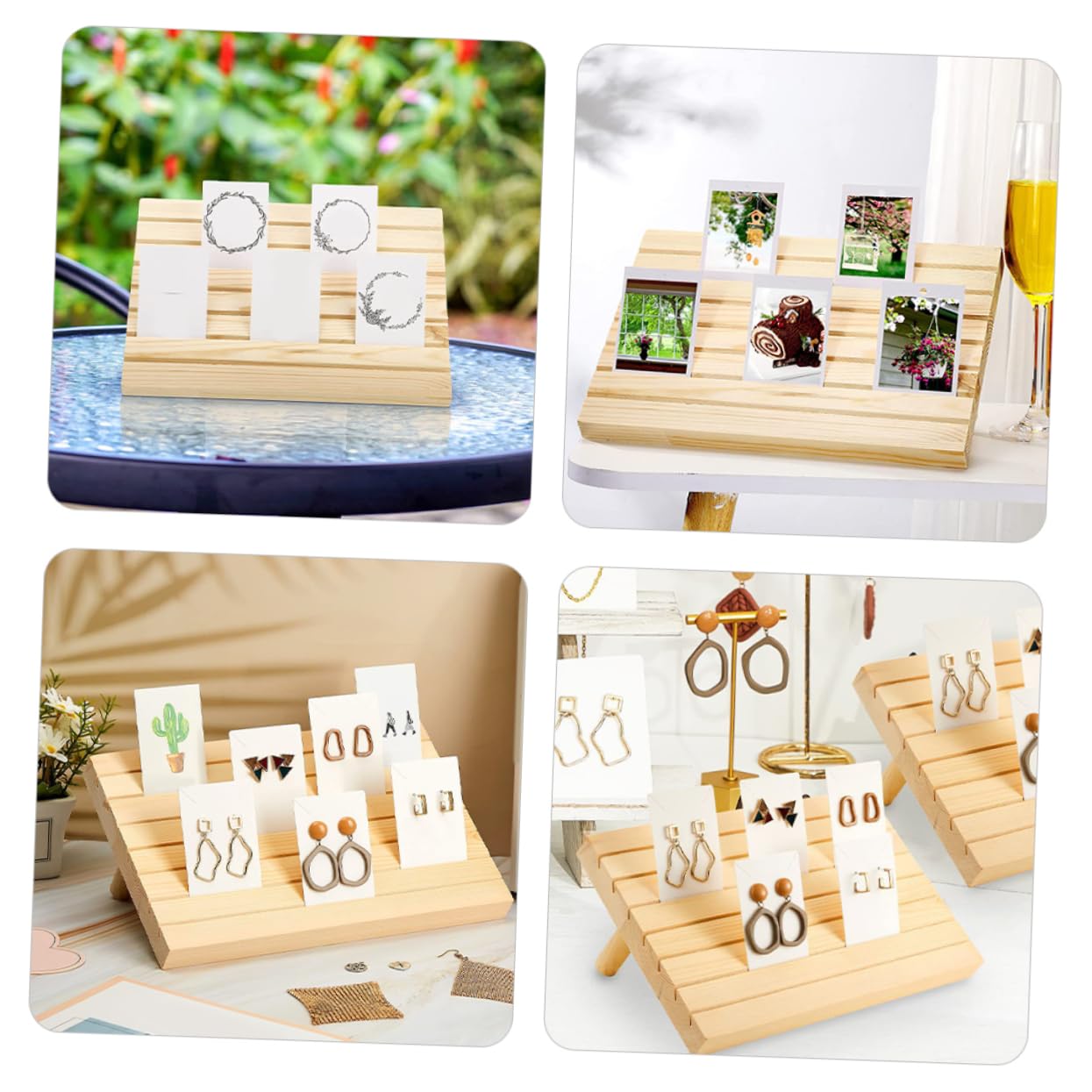 Espositore per Orecchini in Legno con Carte Incluse