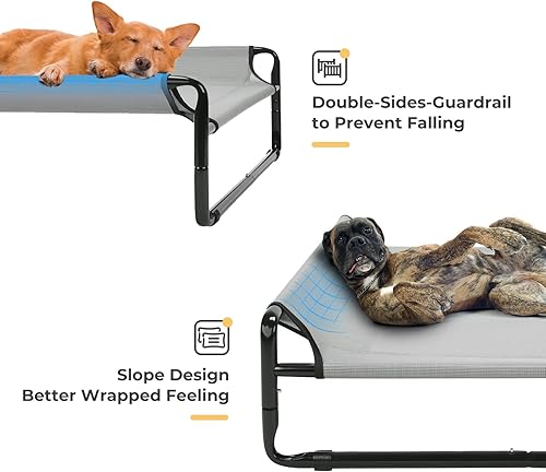 Miniatura 2 de Veehoo CWC2201 - Cama elevada y refrescante original para perros grandes, cama portátil para mascotas de pie con malla transpirable lavable, pies