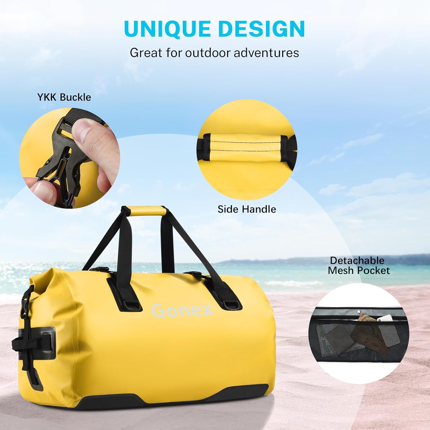 Gonex 40L 60L 80L Extra Large Waterproof Duffle Travel Dry Duffel Bag Heavy Duty Bag with Durable Straps & Handles for Kayaking Paddleboarding Boating Rafting Fishing - Image 4