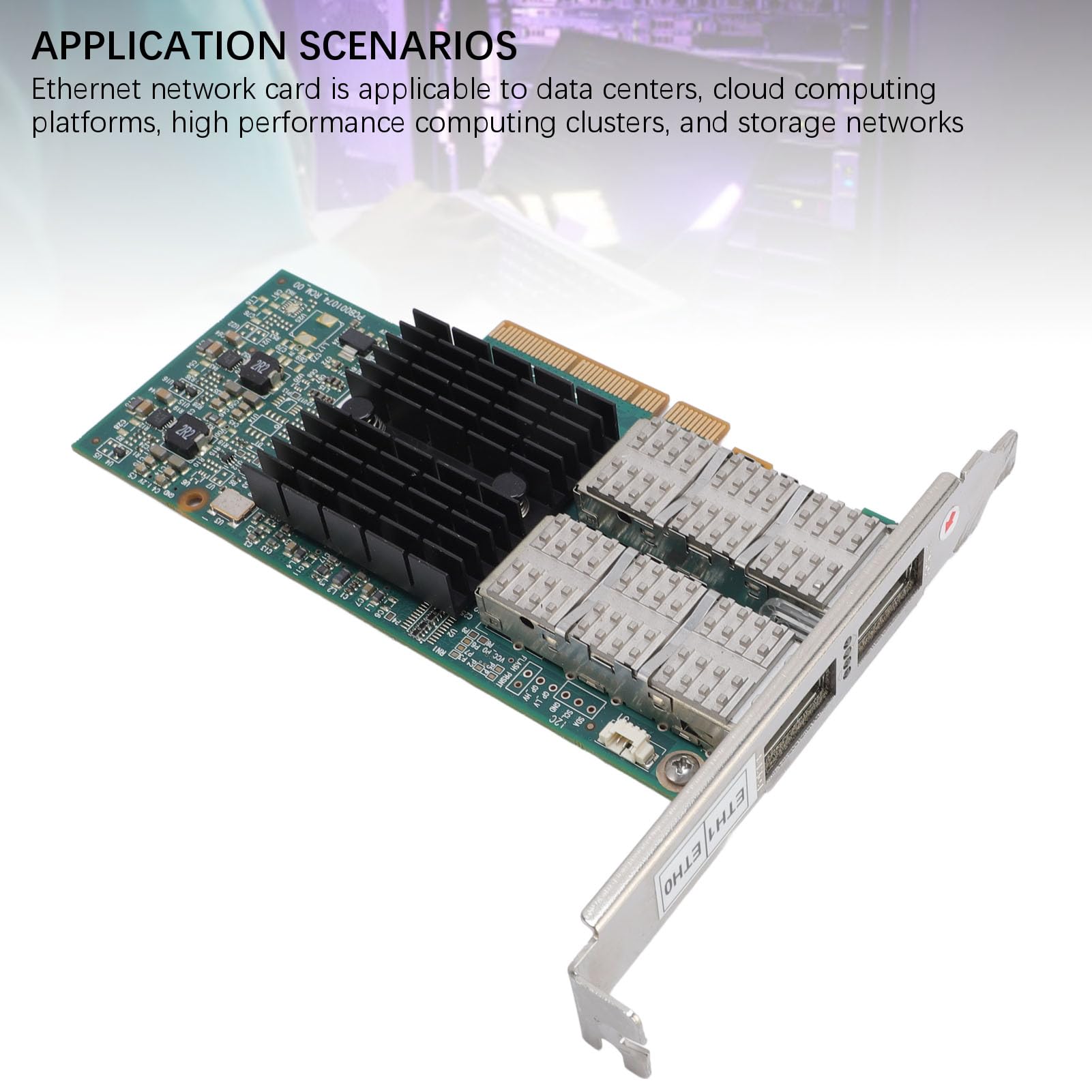 Yosoo Health Gear Scheda di Rete Ethernet PCIe da 40 Gb, Doppia Porta a Bassa Latenza, Compatibile con Fibra Ottica, per Server e Workstation Ad Alte prestazioni.