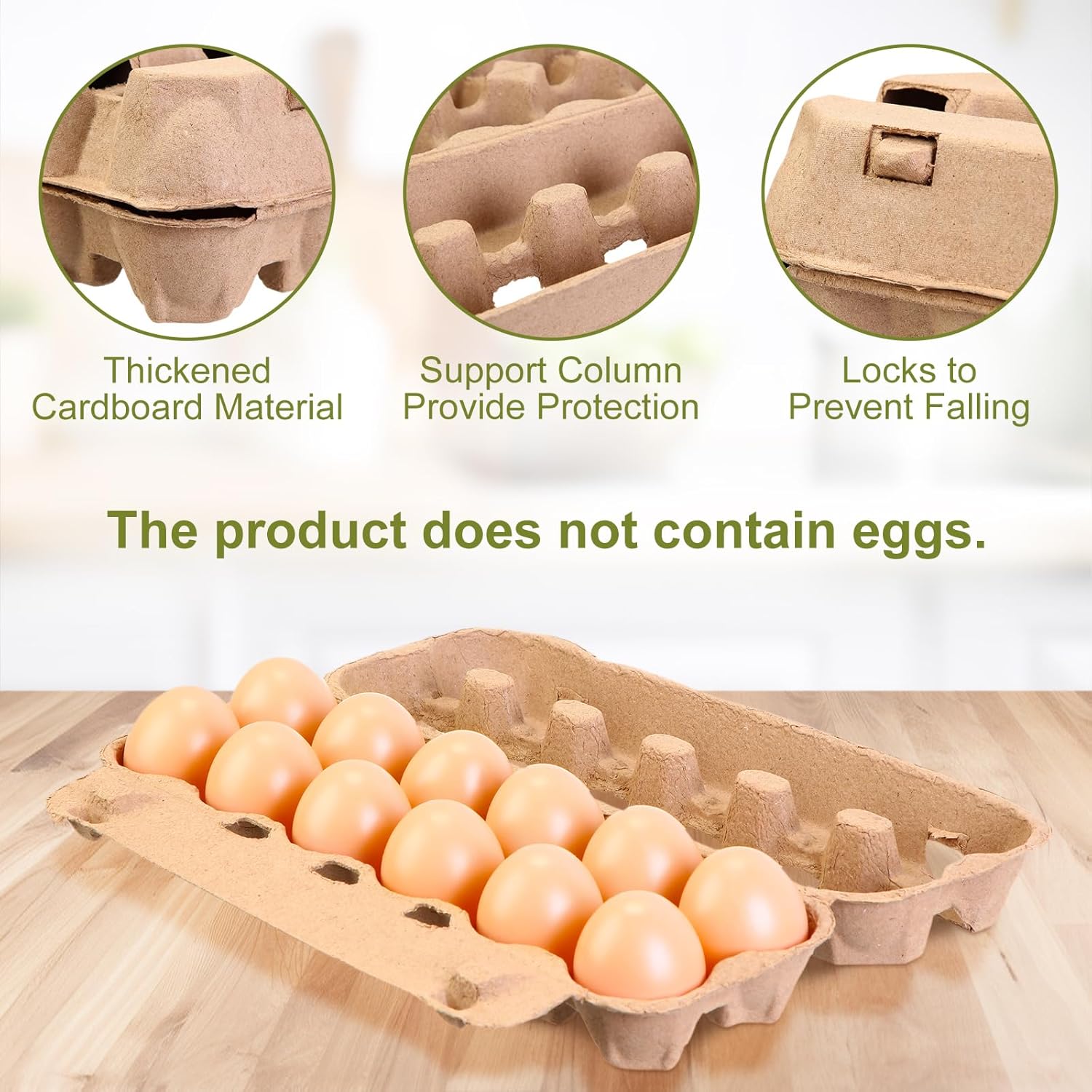 Zhanmai 100 Pcs Air Vented Egg Cartons Bulk Holds up to 12 Eggs Strong Sturdy Natural Pulp Cardboard Material Egg Box Holder Crate