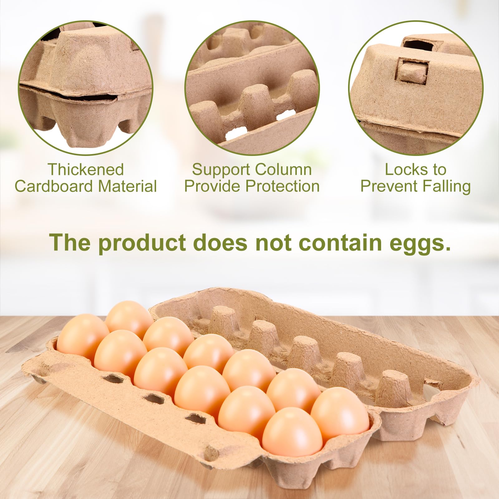 Zhanmai 100 cajas de huevos con ventilación de aire a granel con capacidad para hasta 12 huevos, fuerte y resistente, material de cartón de pulpa natural, caja de huevos