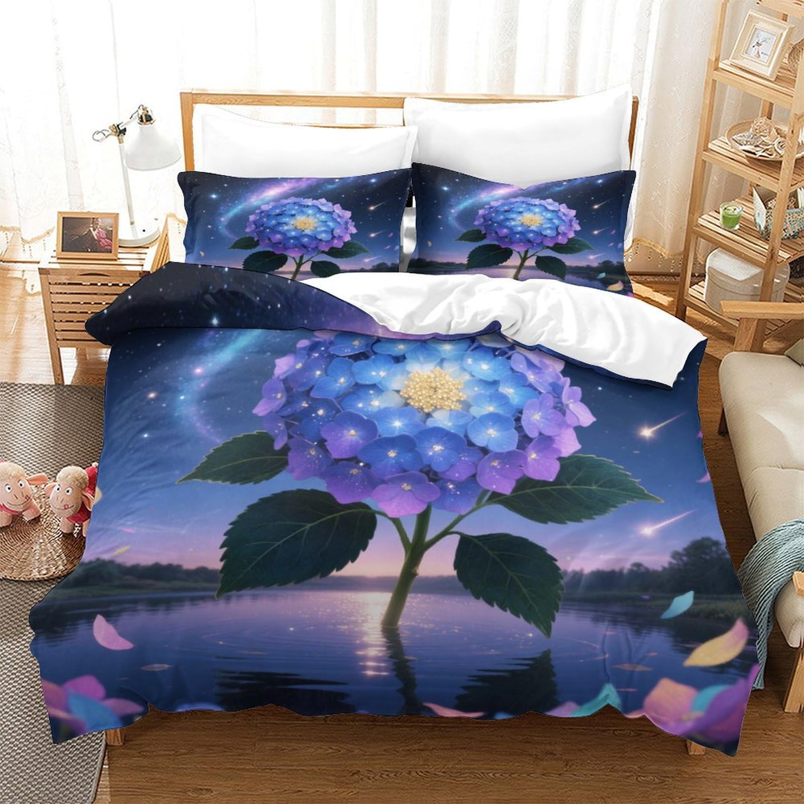 Housse de couette hydrangée imprimée 3D pour transformer votre chambre