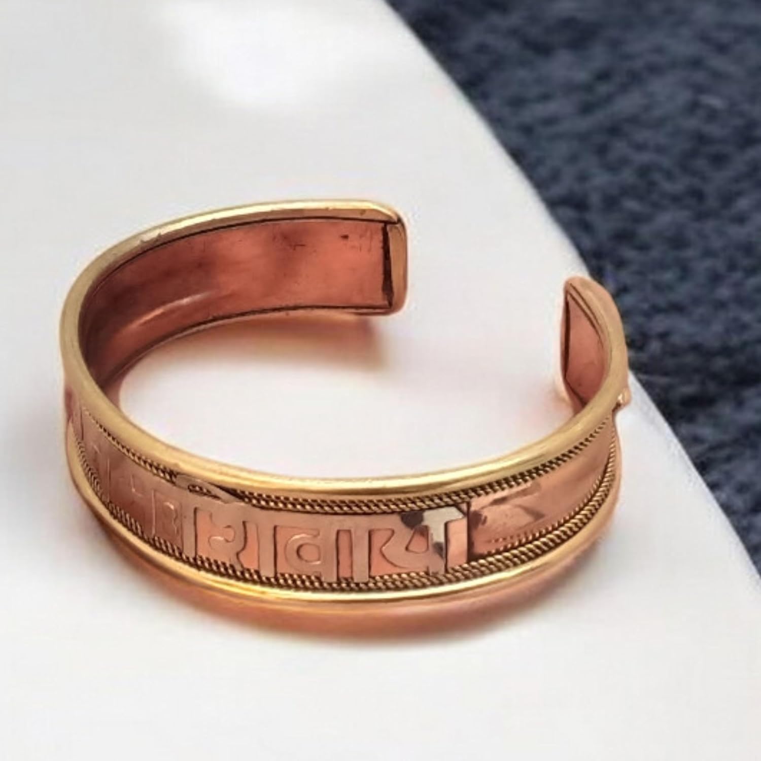 Pure Copper Bracelet – Om Namah Shivaya Engraved Handmade Bangle | Open Cuff Copper Jewelry for Men & Women | Adjustable Yoga, Wedding & Spiritual Gift - Image 5