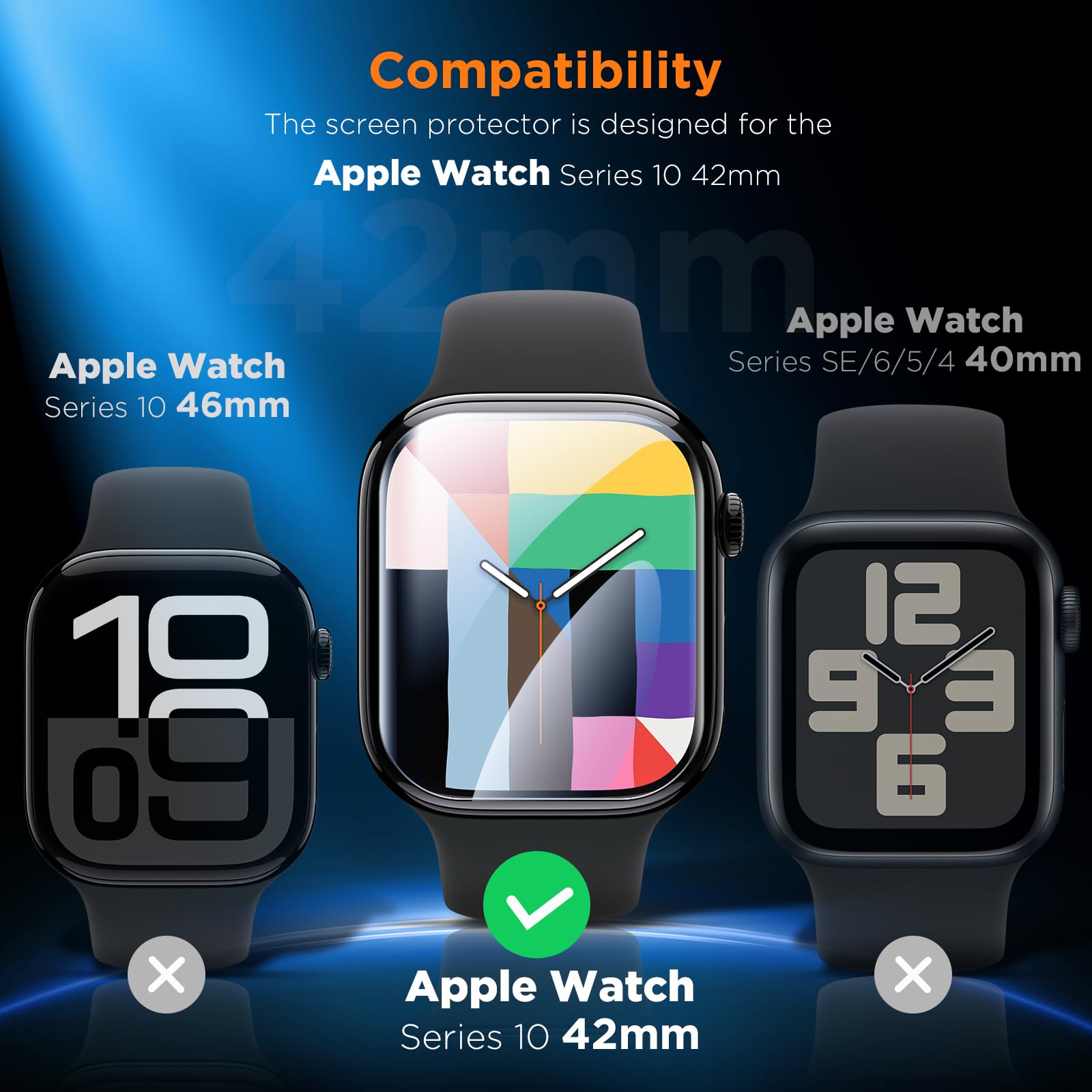LK 4 sztuki folii ochronnej do Apple Watch Series 11/10, 42 mm, ochrona ekranu o wysokiej rozdzielczości, bez pęcherzyków powietrza, elastyczna folia TPU, łatwa do nałożenia, ultra cienka folia na