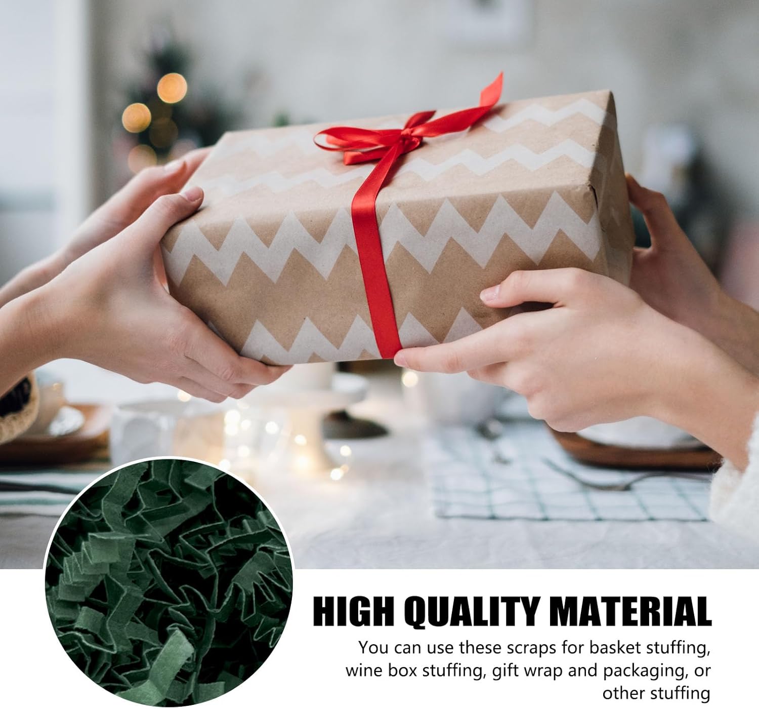 ZEBMOON 1 LB Dark Green Crinkle Cut Paper Shred Filler Great for Gift Wrapping, Basket Filling, Birthday, Wedding, Halloween, Thanksgiving, Christmas Day New Year Party Decorations Filling Supplies - Image 5