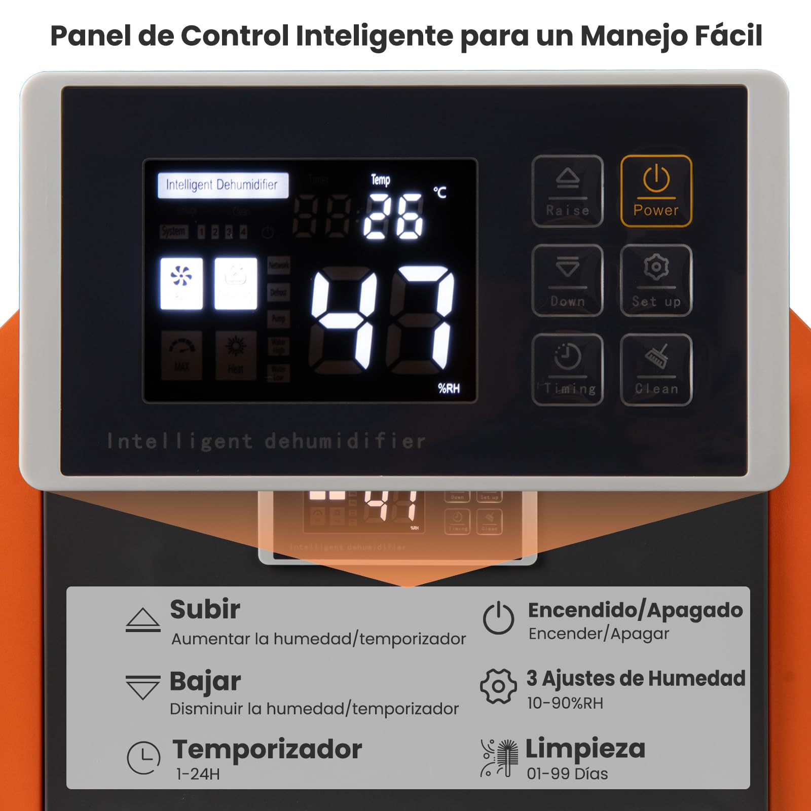 COSTWAY Deshumidificador Industrial 60L/día, Deshumidificador Comercial con Manguera de Drenaje, Temporizador 24H, Descongelación Automática, para Sótano, Almacén, hasta 560 ㎡