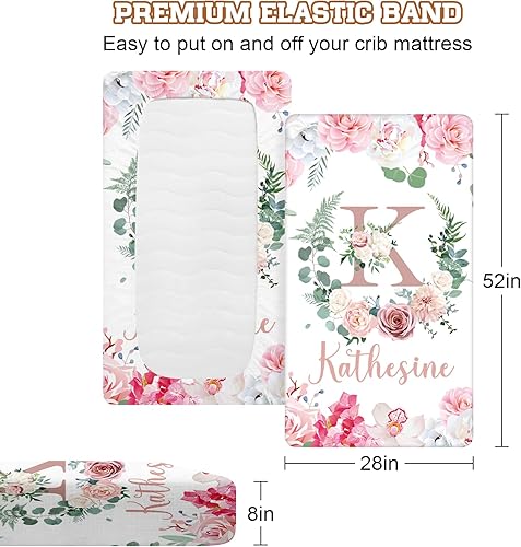 Miniatura 2 de Sábanas de bebé personalizadas para cuna con nombre, ropa de cama de bebé personalizada de 2 piezas para niños y niñas, sábanas bajeras ajustables