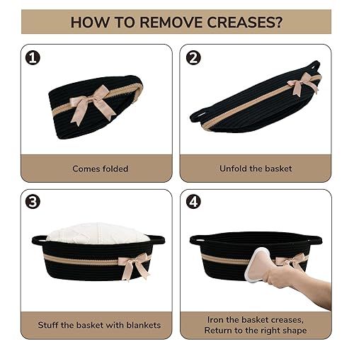 Miniatura 46 de CHICVITA Cesta de almacenamiento pequeña para regalos vacía, bonita canasta decorativa para sala de estar, cesta de regalo de bebé para guardería