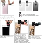 Phone Camera Lens Kit 10 in 1 for iPhone Samsung Pixel Android, 22X Telephoto Lens, 0.62X Super Wide Angle Lens&25X Macro Lens, 235° Fisheye,Kaleidoscopes, Starlight，Tripod，for Most Smartphone Black