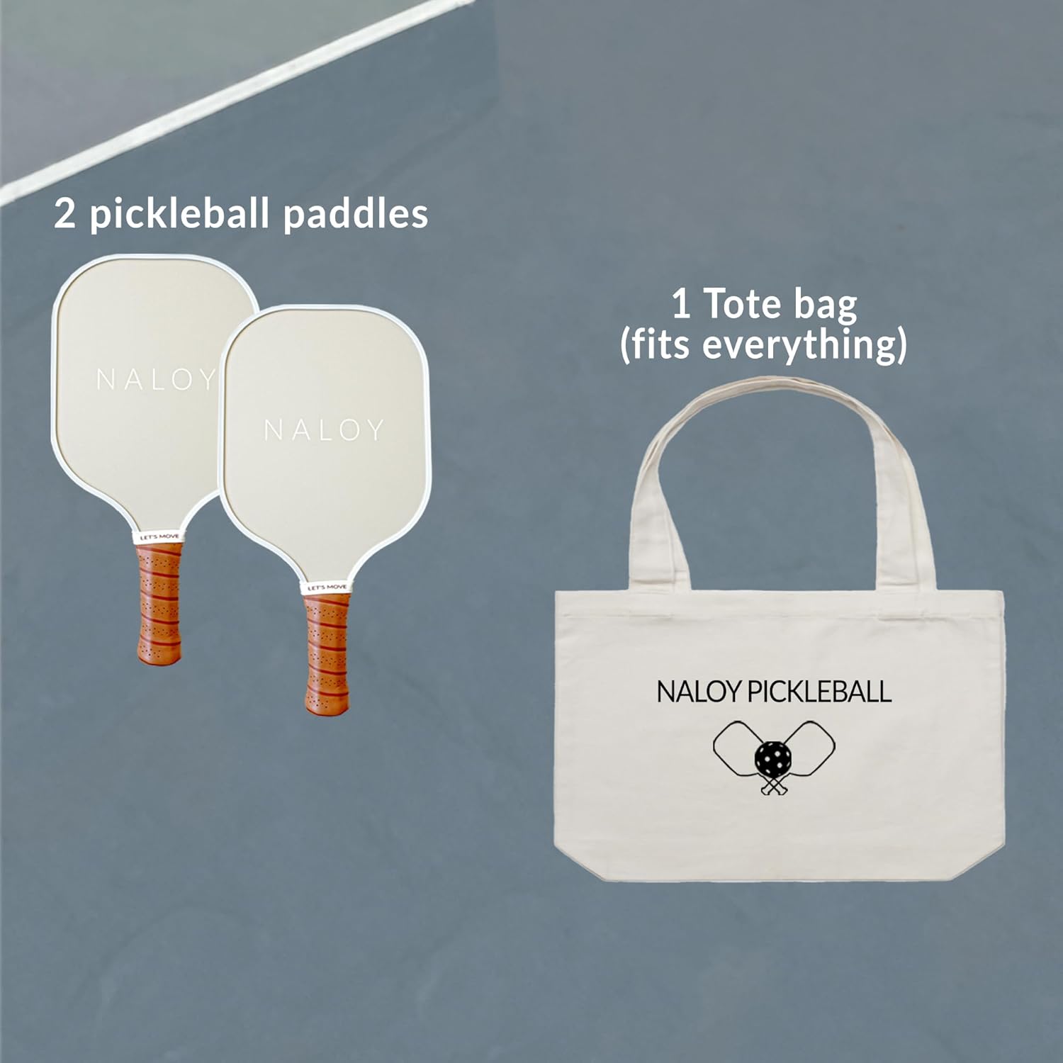 Pickleball Paddle Set of 2, Pickleball Paddle Fiberglass Surface, Lightweight, Aesthetic, Minimal Design, Carrying Bag for Beginners and pros