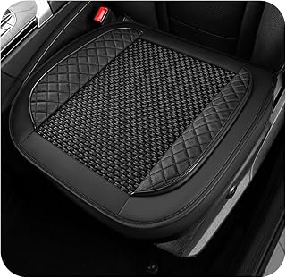 Car Seat Cover, Leather Vehicle Front Bottom Seat Cushion Cover with Storage Pocket, Anti-Slip Bottom Seats Protector Luxury Interior Decor for Most Car Trucks SUVs (Knitting, Black)