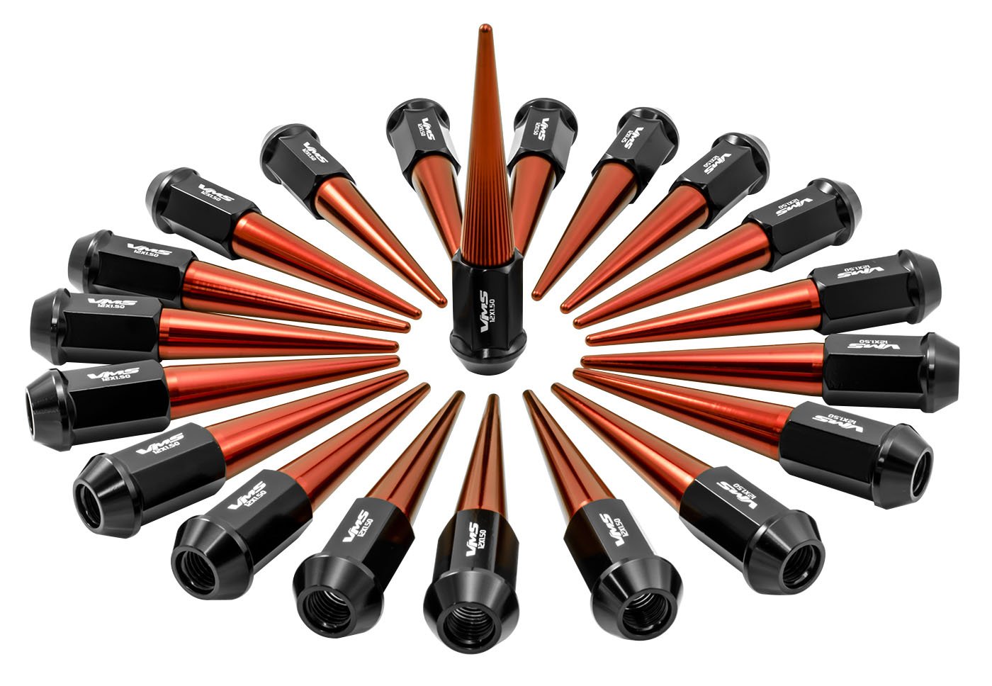 12x1.5 VMS Racing 20PC 112mm Cold Forged Steel Lug Nuts with RED Extended Spikes in Aluminum Compatible with Honda Acura Accord Civic Integra 5 Lug Wheel Pattern