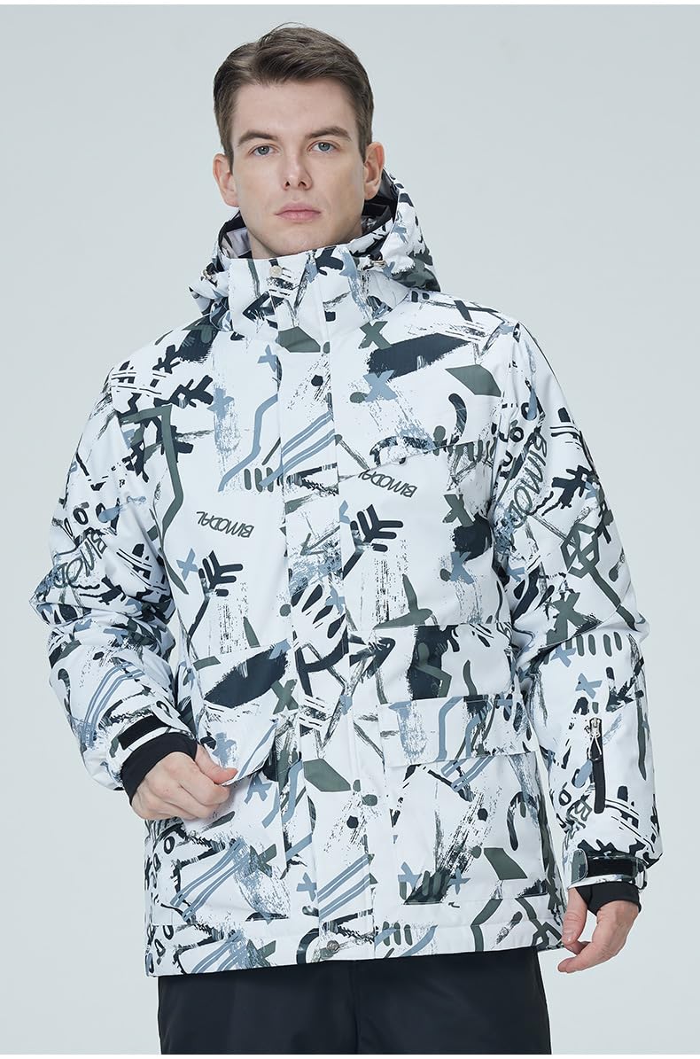 ALSOGO Skianzüge Für Herren 2-teiliger Snowboard Sets Wasserdicht Winddicht Winter Warme Ski Jacke und Hosen Set Zum Skifahren Snowboarden Klettern