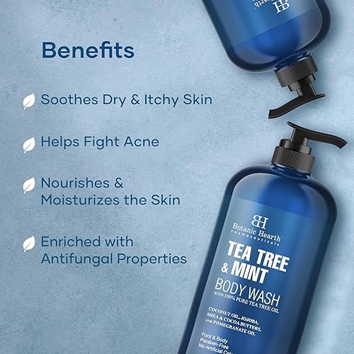 Miniatura 5 de Botanic Hearth Gel de baño con aceite de árbol de té con menta, 16 onzas líquidas, hidratante, calmante, ayuda a controlar las infecciones por