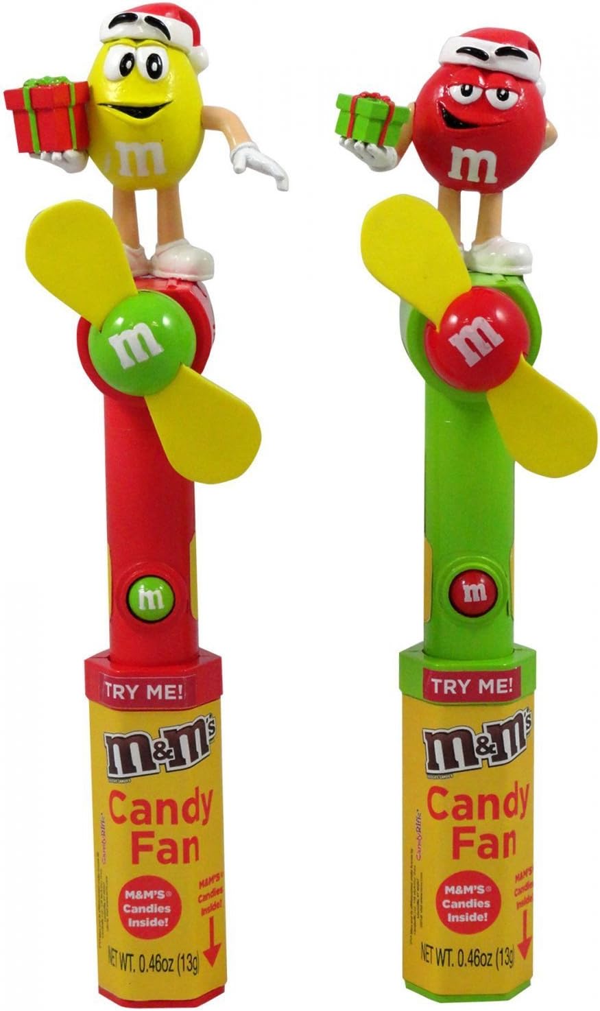 M&M's Red and Yellow Character Christmas Fan Toy Stocking Stuffer (Pack of 2)