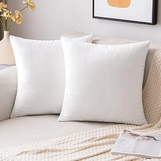 EMEMA Pack of 2 Velvet Throw Pillow Covers Decorative Square Pillowcase Soft Solid Cushion Case for Sofa Bedroom Chair Car 18x18 Inch White