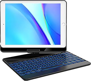 Earto K810 Keyboard Case for iPad 6th 2018 - iPad 5th 2017- iPad Pro 9.7 - iPad Air 2rd Gen- 360 Rotate Wireless - 7 Color Backlit - Wireless Bluetooth iPad Case with Keyboard, Black