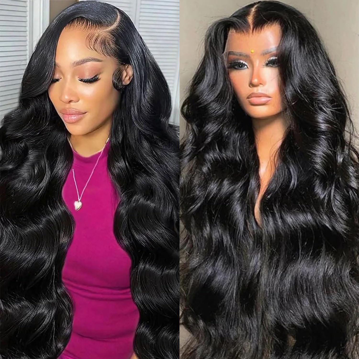 13x6 Body Wave Lace Front Wigs Human Hair Pre Plucked 220% Density Thick Real Virgin Human Hair Wig Invisilbe Hairline Tiny Knots Body Wave HD Lace Frontal Wigs 3X Longer Lifespan 22 Inch