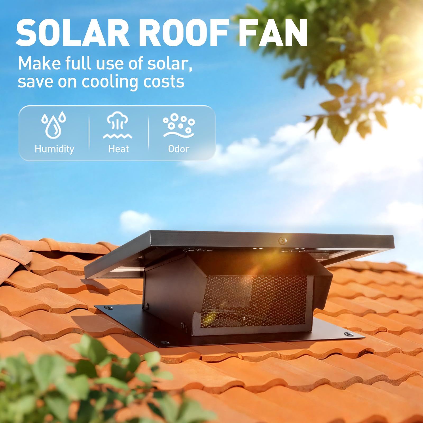 Solarny wentylator dachowy 25 W, ze zdejmowanym odpowietrznikiem dachowym, zasilany energią słoneczną, wentylator wyciągowy poddasza dla lepszej wentylacji. Idealny do domu, garażu i magazynów
