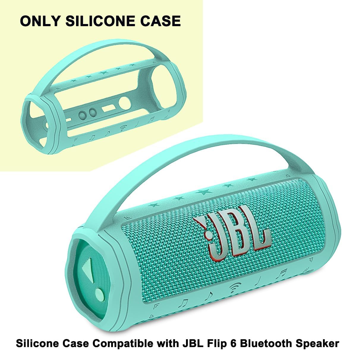 JCHPINE Silicone Cover Case for JBL Flip 6 Portable Bluetooth Speaker, Protective Carrying Holder for JBL Flip 6 Speaker Accessories (Teal Case) - Image 2