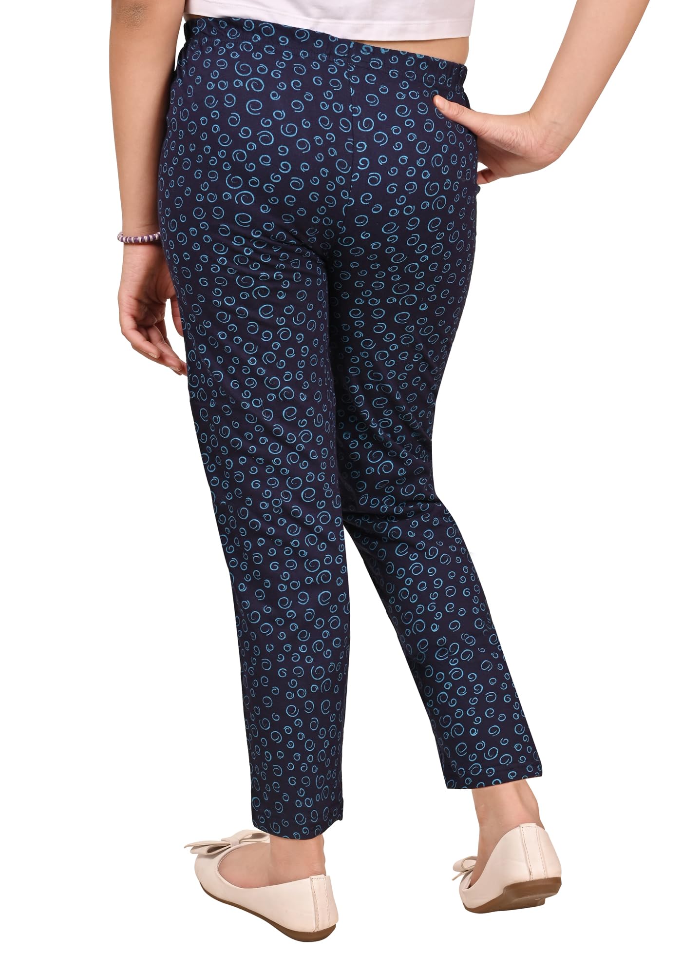 indi weaves Pack of 3 Girls Cotton Printed Pyjamas Soft Breathable Nightwear Pajama Pants for Kids Elastic Waist Comfortable Sleepwear Lounge Bottoms for Girls Dark Blue, Grey, Red 1