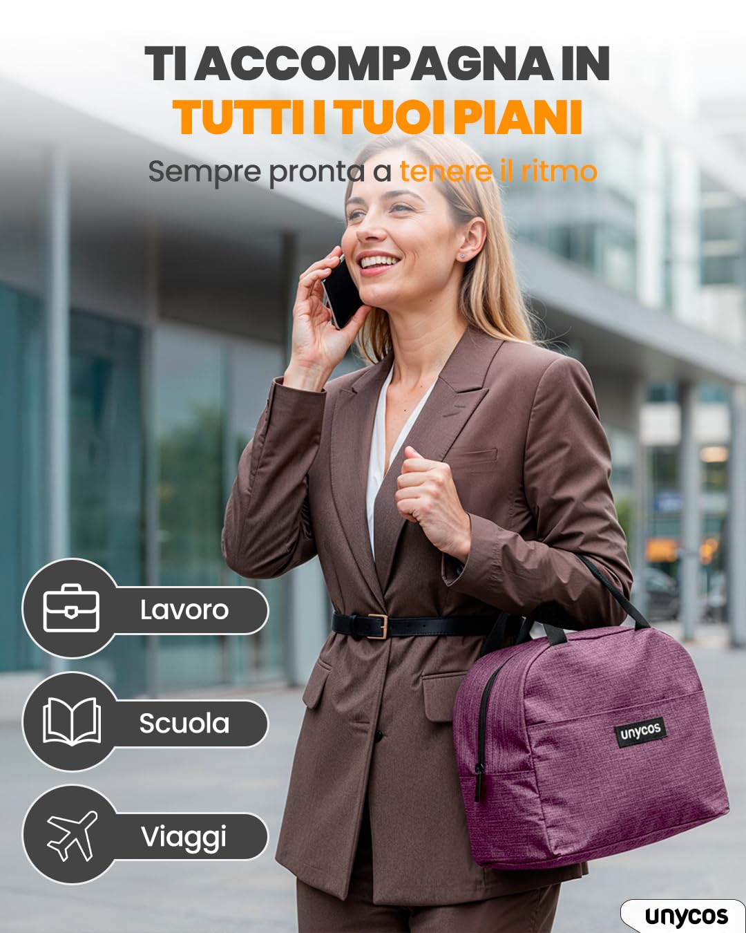 unycos - Borsa Termica 7L Manutenzione di Freddo e Caldo per Uomo/Donna/Bambino, Borsa Frigo Impermeabile Interno in Alluminio, Facile da Pulire, Lunch Box Leggera e Portatile (Viola)