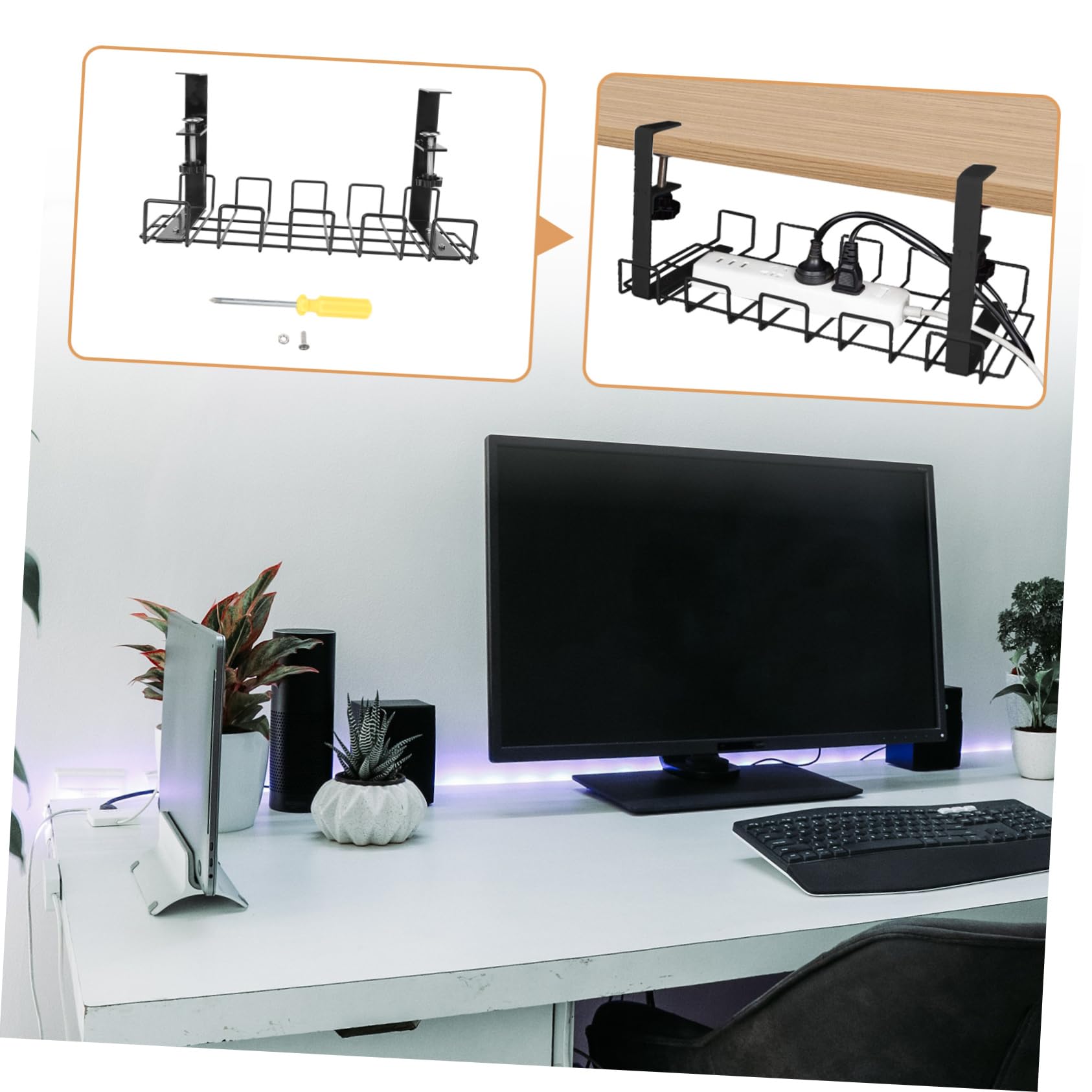 Mikinona 1Pc Versatile Cable Stand Sturdy Storage Rack for Household Use Wire Organizer for Cables and Power Supplies for Under Table and Cabinet Storage