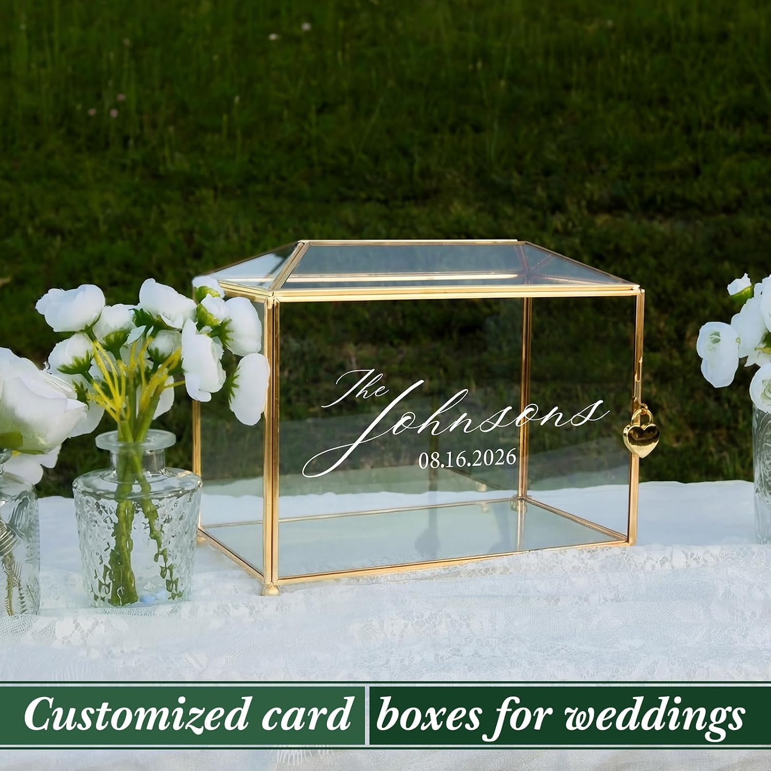 10 Sheets Wedding Card Box Name Date Transfer Decal Custom Waterproof Vinyl Lettering Alphabet Stickers Personalized Name Decals for Wedding Card Box