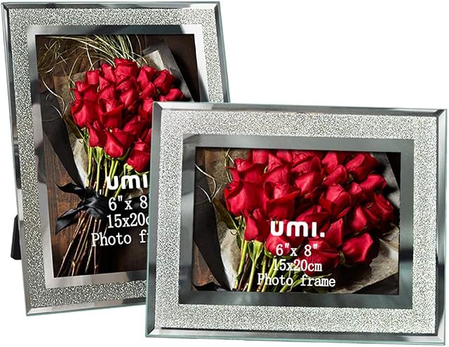 Amazon Brand - Umi 8x6 Photo Frame Sparkle Glass Picture Frames, 8 x 6 inch, 2 Pack