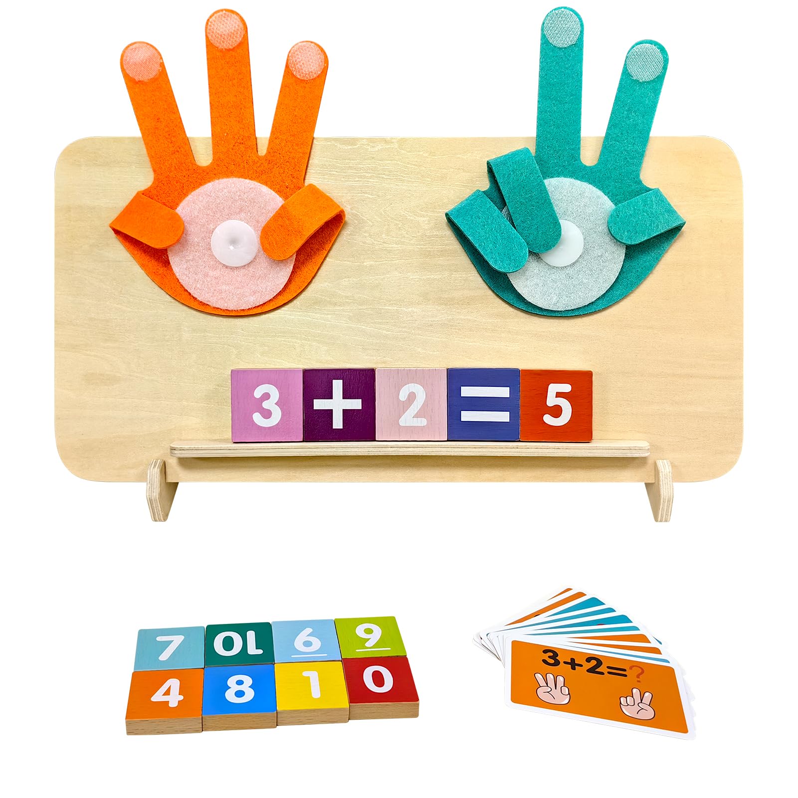 YATOSEEN Montessori Math Toy for Kids, Wooden Number Educational Learning Toy Finger Counting Toys for Boys Girls Gift Age 3+