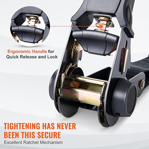 Miniatura 3 de VEVOR Correas de amarre de trinquete (4 paquetes), resistencia a la rotura de 2200 libras, juego de correas de amarre de trinquete resistentes de 1