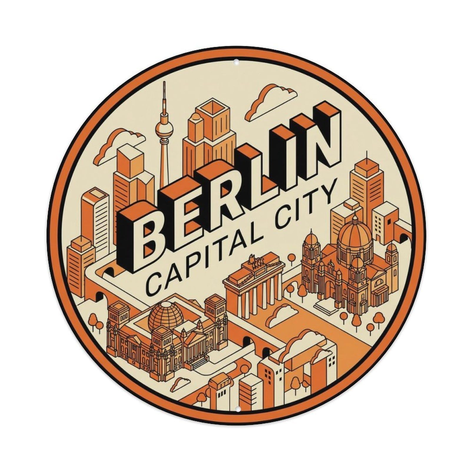 Yrnq 8X8inch Vintage Style Vintage Travel Berlin Germany Skyline 1 Metal Tin Sign