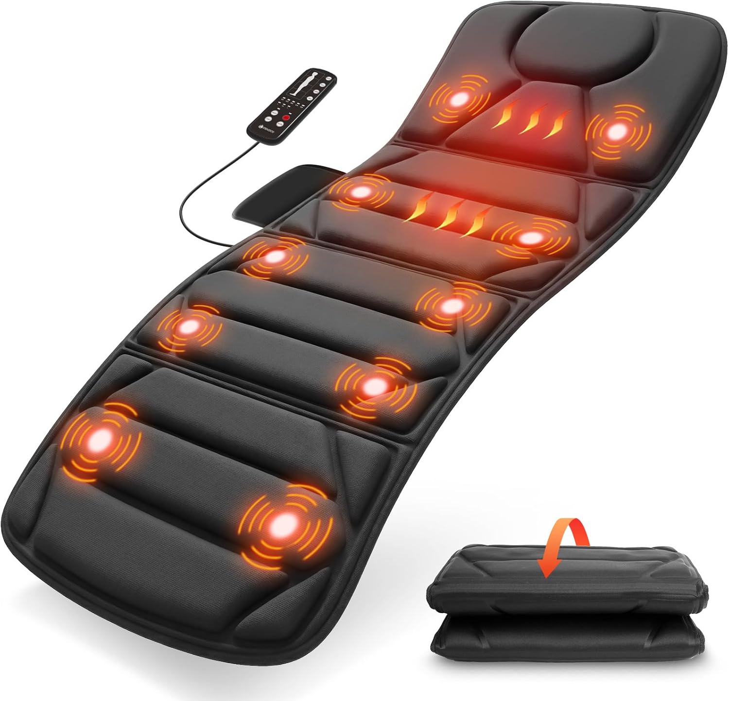 CooCoCo Full Body Massage Mat with Heat, 10 Motors Vibrating Back Massager, Heating Pad for Bed, Sofa, Heating Pad Massage for Dad Mom Men Women Husband Wife